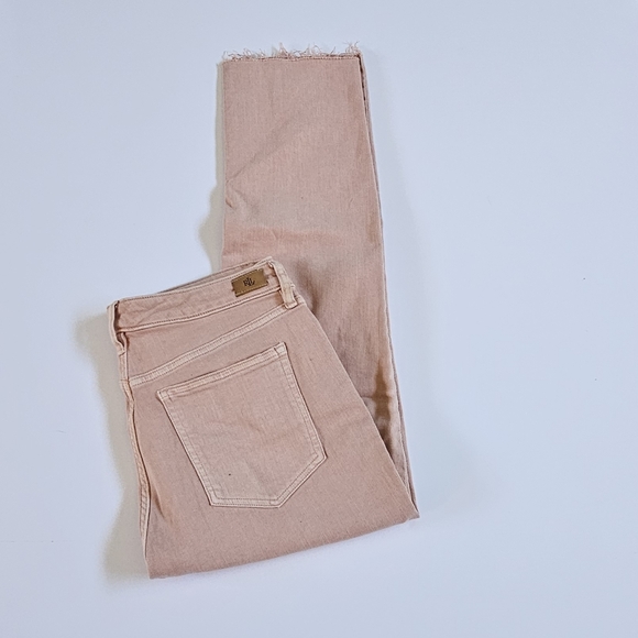 Ralph Lauren Premier Straight Ankle Raw Hem Denim Jeans in Blush Pink Size 12 - Picture 3 of 8